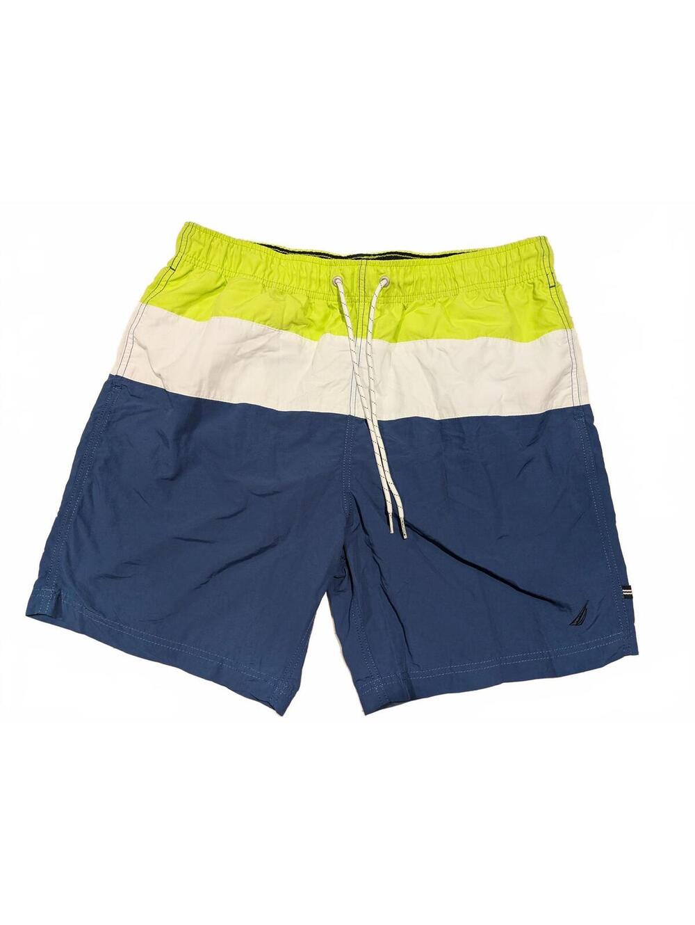 Nautica Color Block Swim Shorts Mens Large 33x7 100% Nylon Polyester Lining